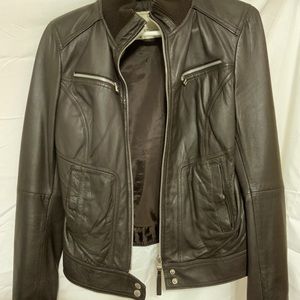 Zara TRF Dark Brown Genuine Leather Jacket